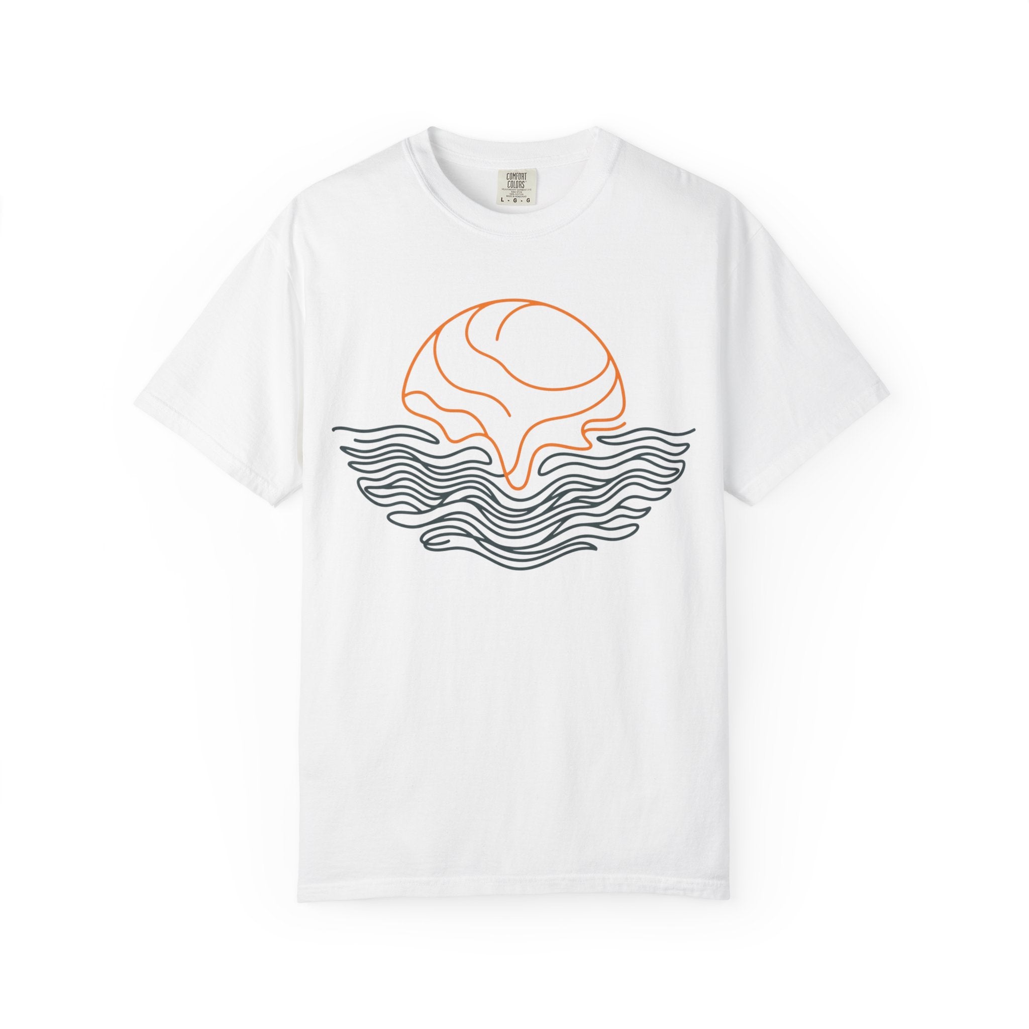 Line-Art Sunrise & Waves T‑Shirt